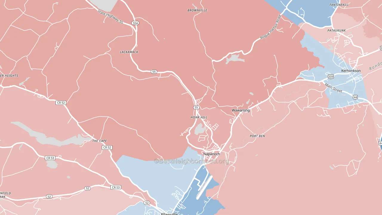 Napanoch, NY block-group political-lean map