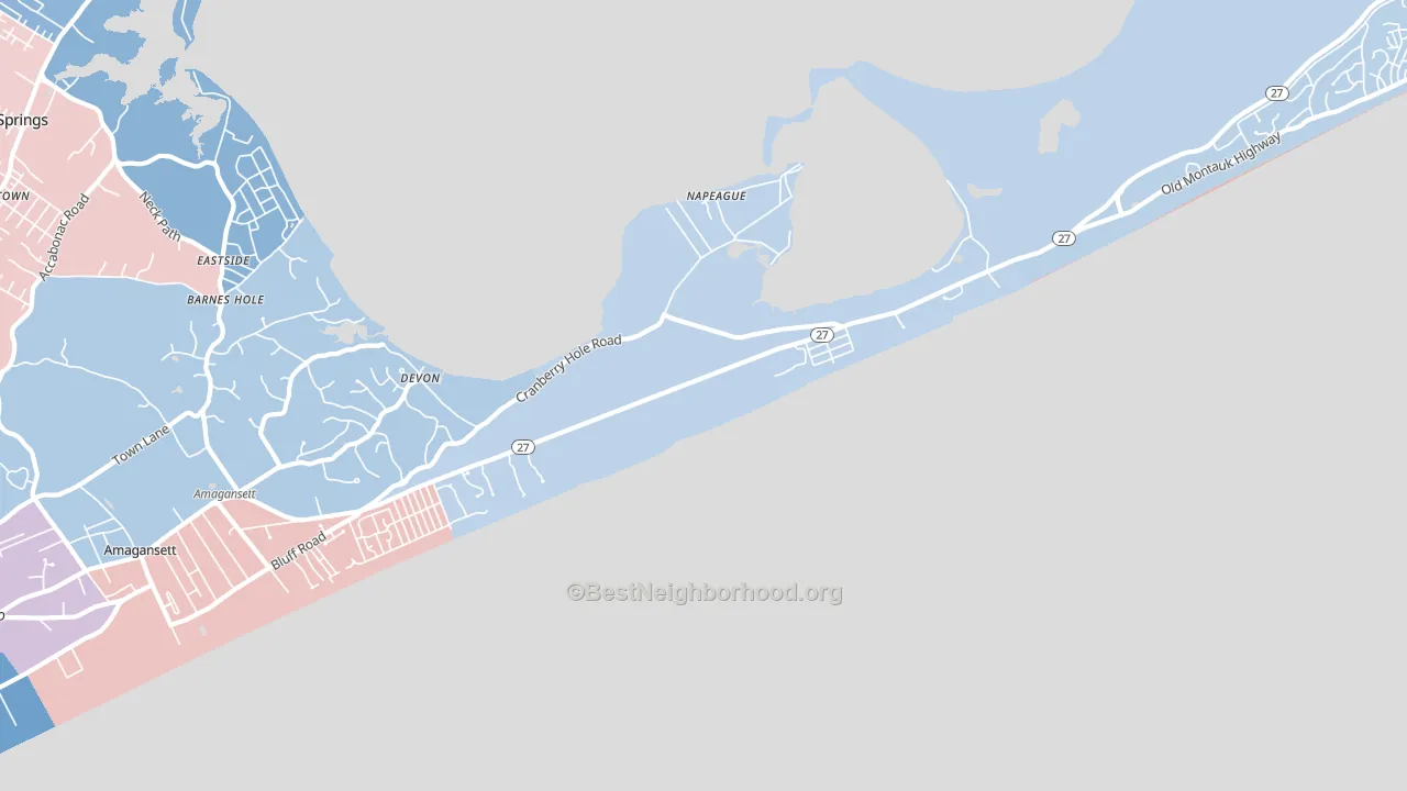 Napeague, NY block-group political-lean map