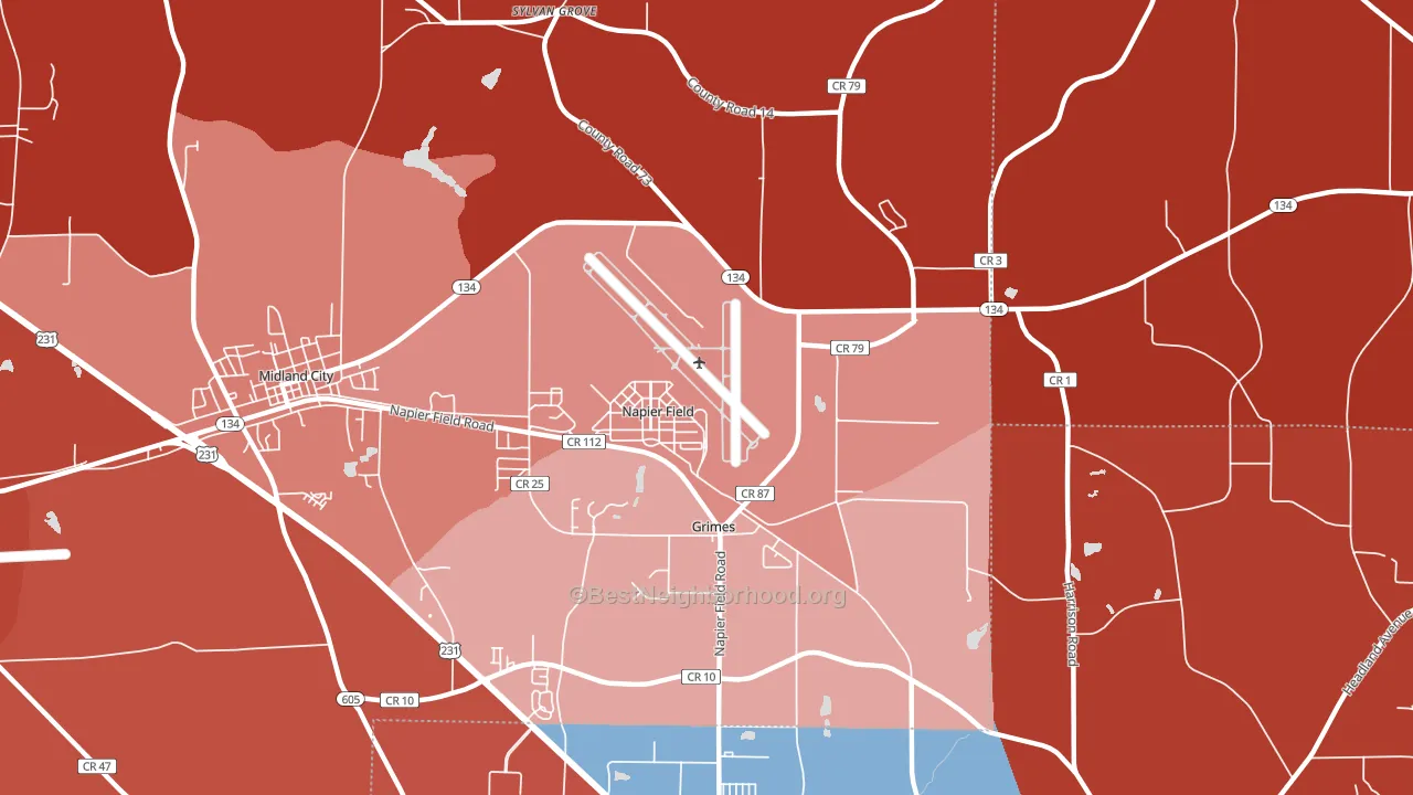 Napier Field, AL block-group political-lean map