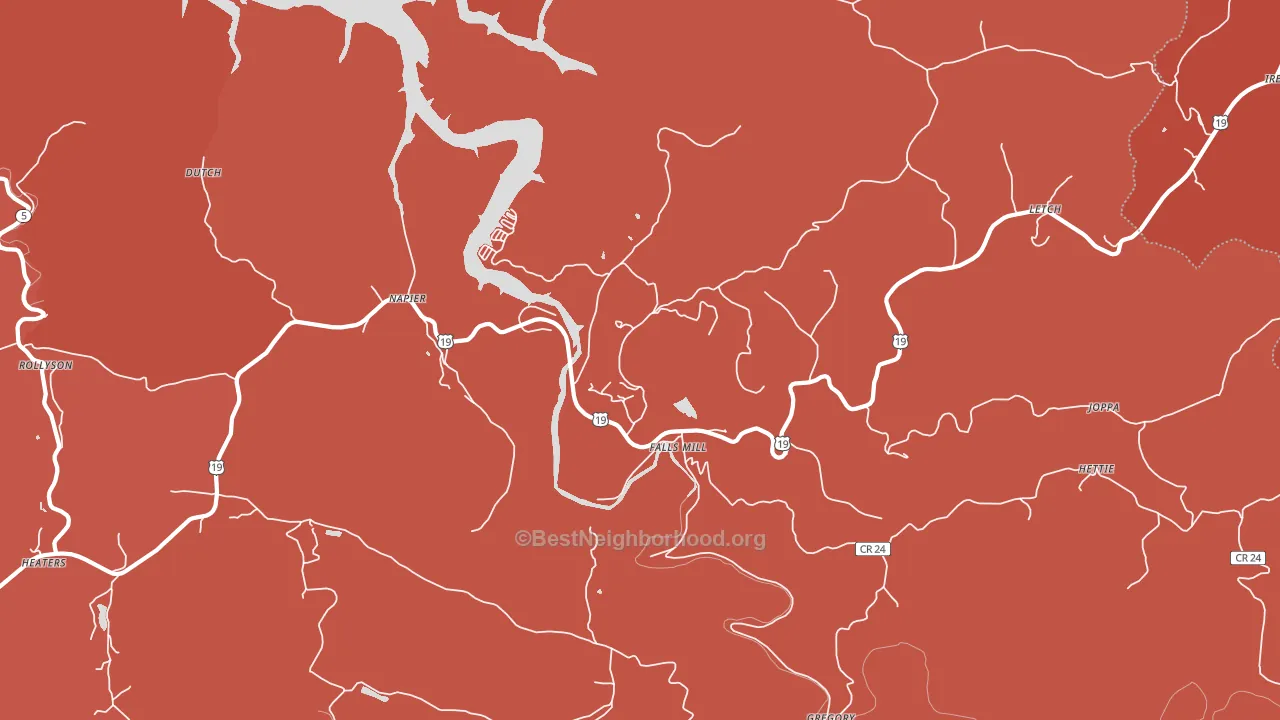 Napier, WV block-group political-lean map