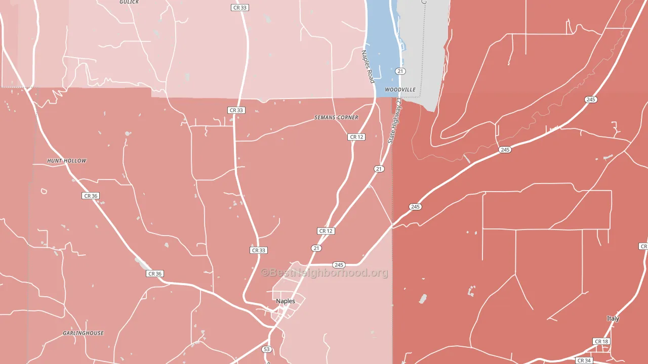 Naples, NY block-group political-lean map