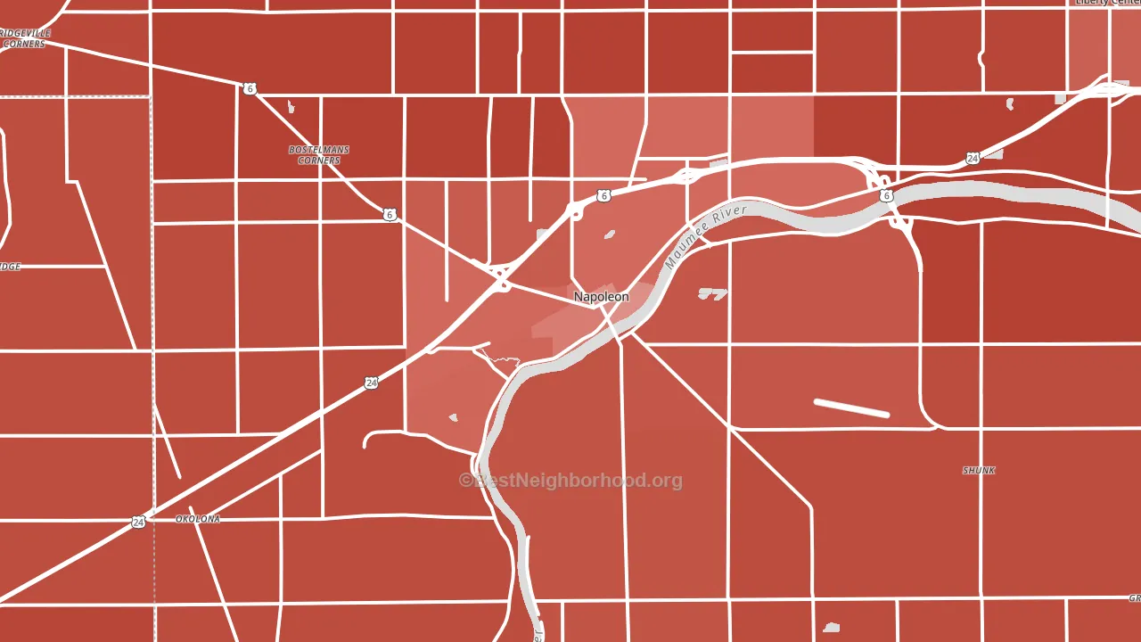 Napoleon, OH block-group political-lean map