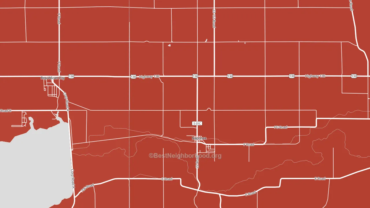 Naponee, NE block-group political-lean map