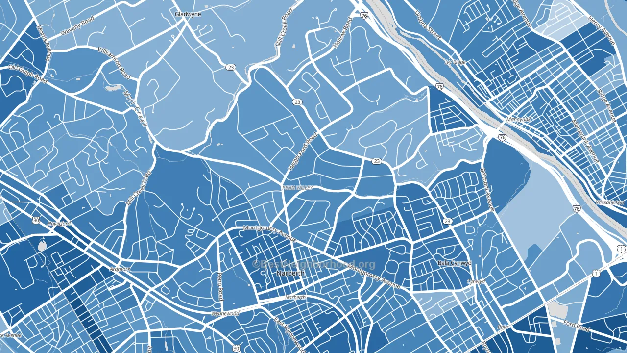 Narberth, PA block-group political-lean map