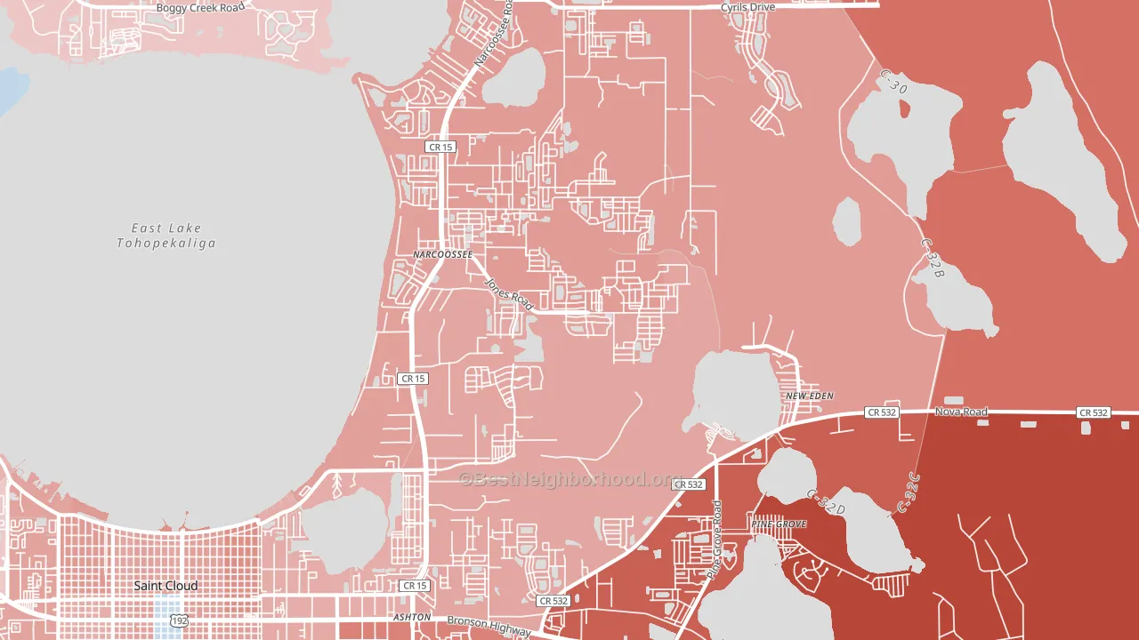 Narcoossee, FL block-group political-lean map