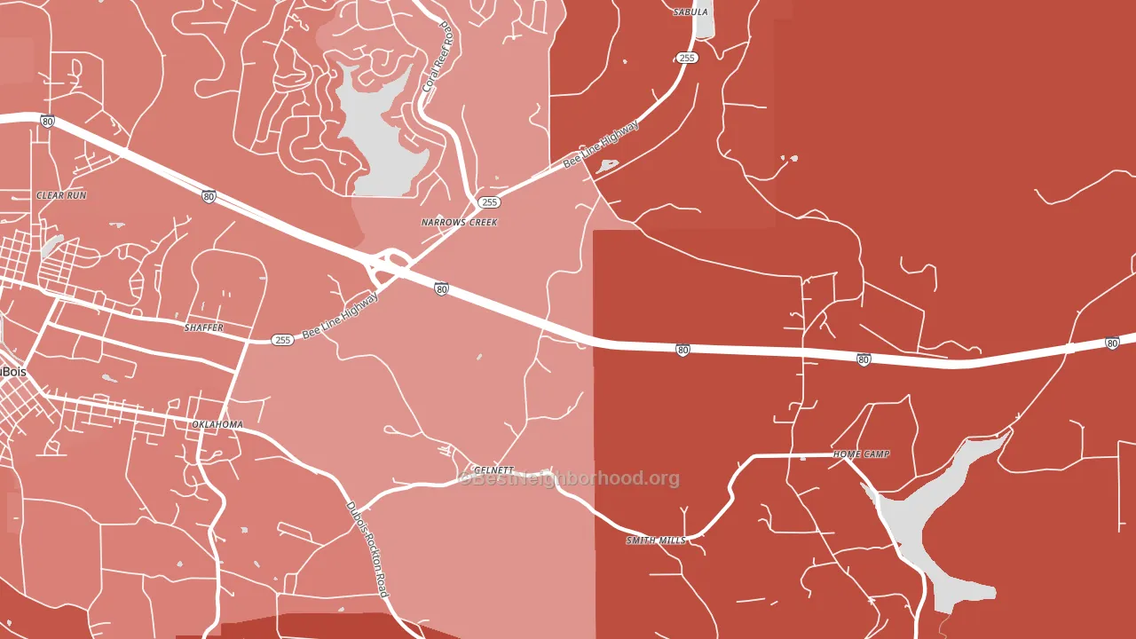 Narrows Creek, PA block-group political-lean map