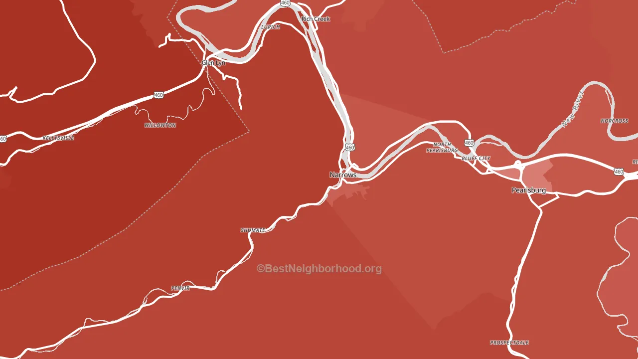 Narrows, VA block-group political-lean map