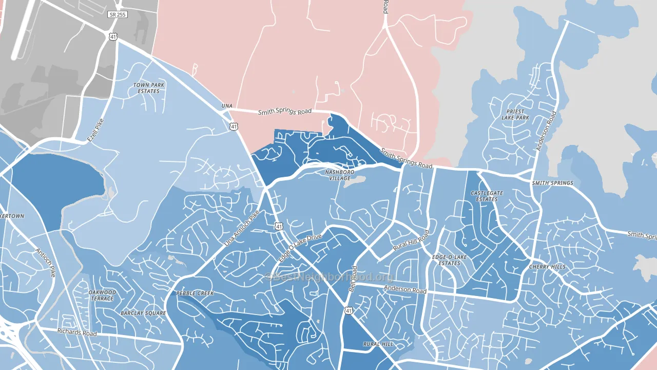 Nashboro Village, Nashville, TN block-group political-lean map