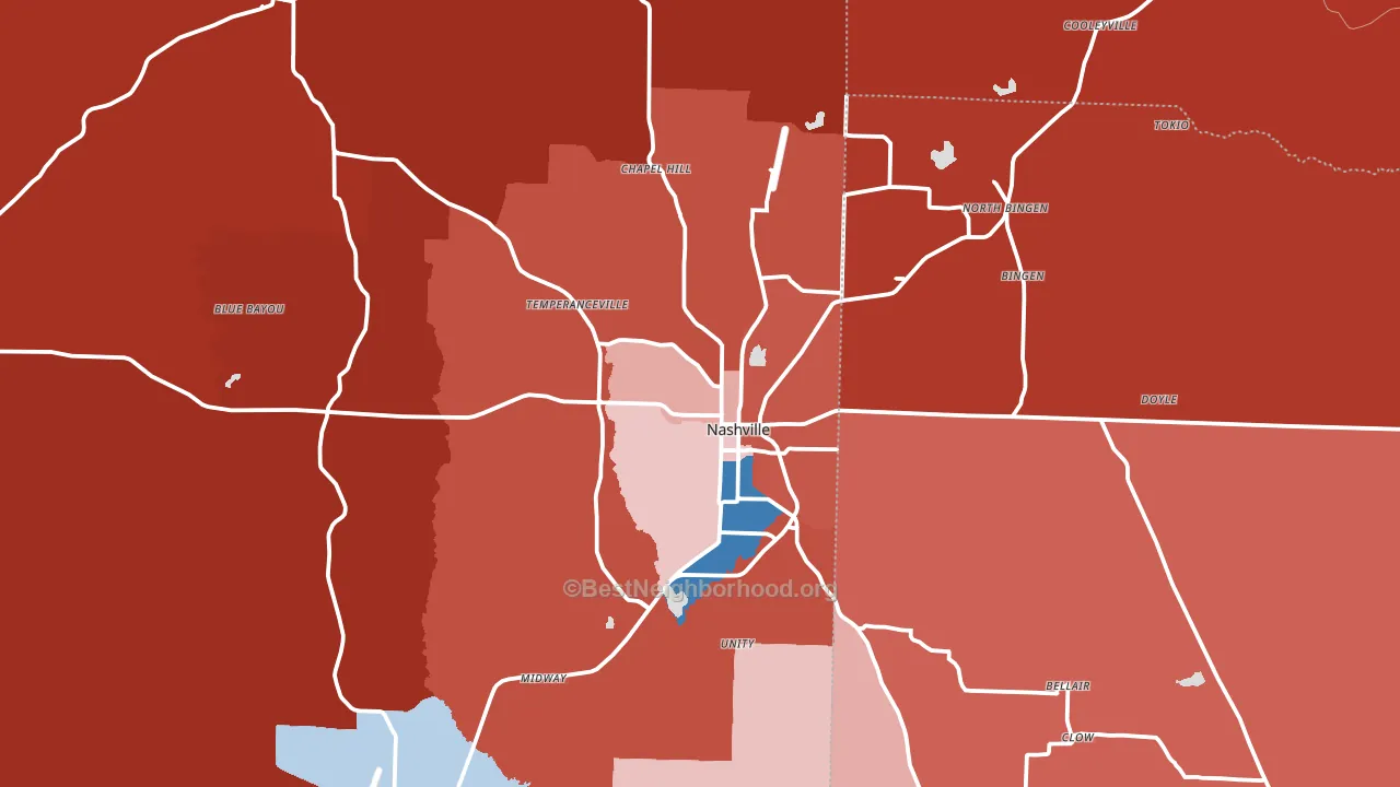 Nashville, AR block-group political-lean map