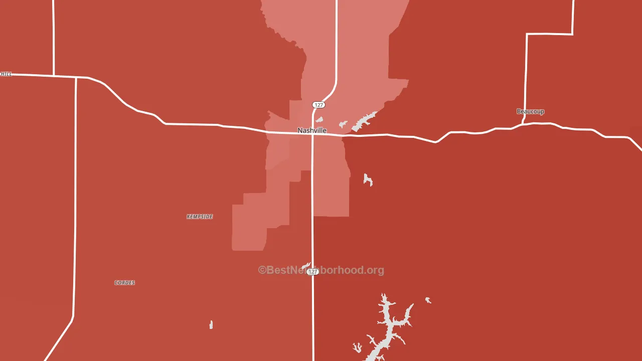 Nashville, IL block-group political-lean map