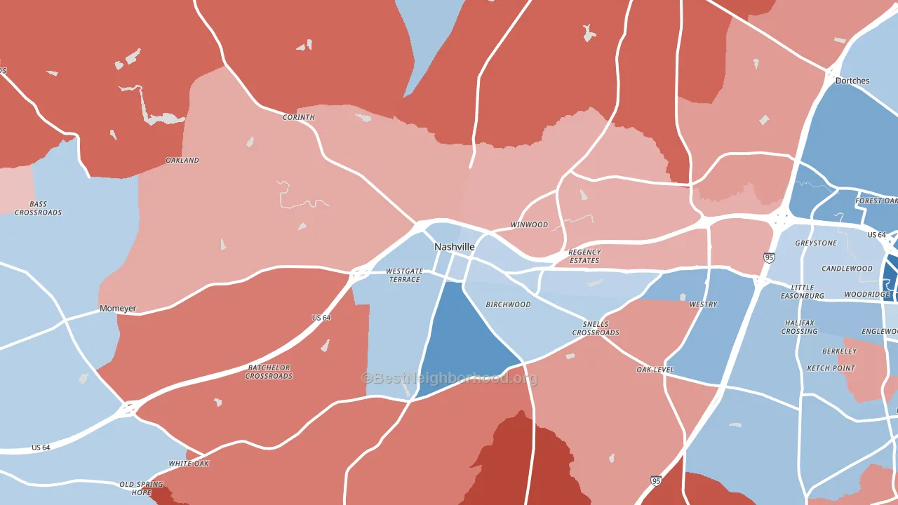 Nashville, NC block-group political-lean map