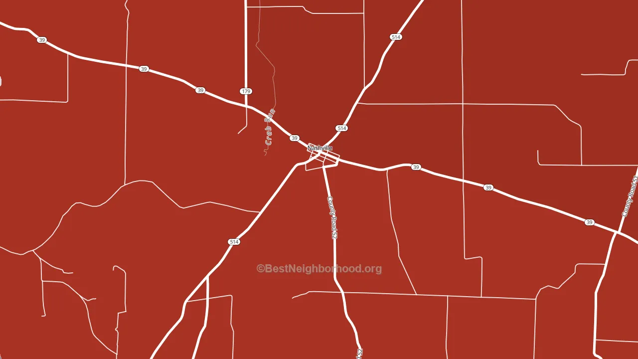 Nashville, OH block-group political-lean map