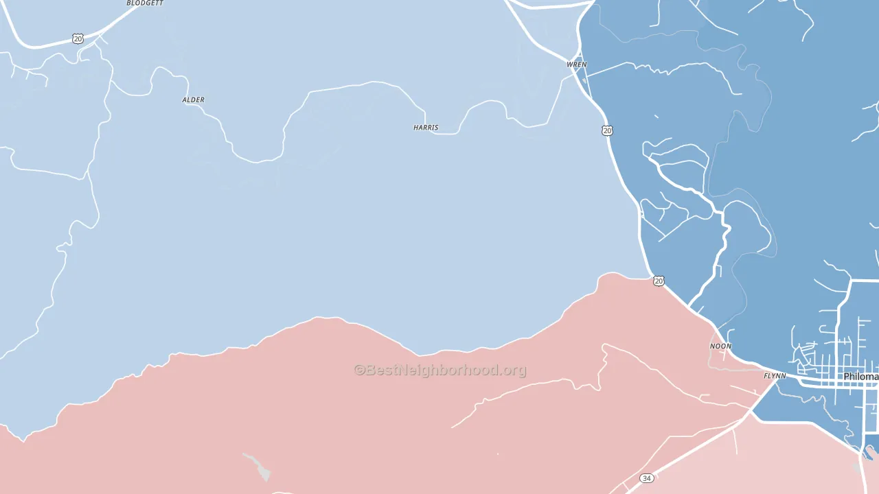 Nashville, OR block-group political-lean map