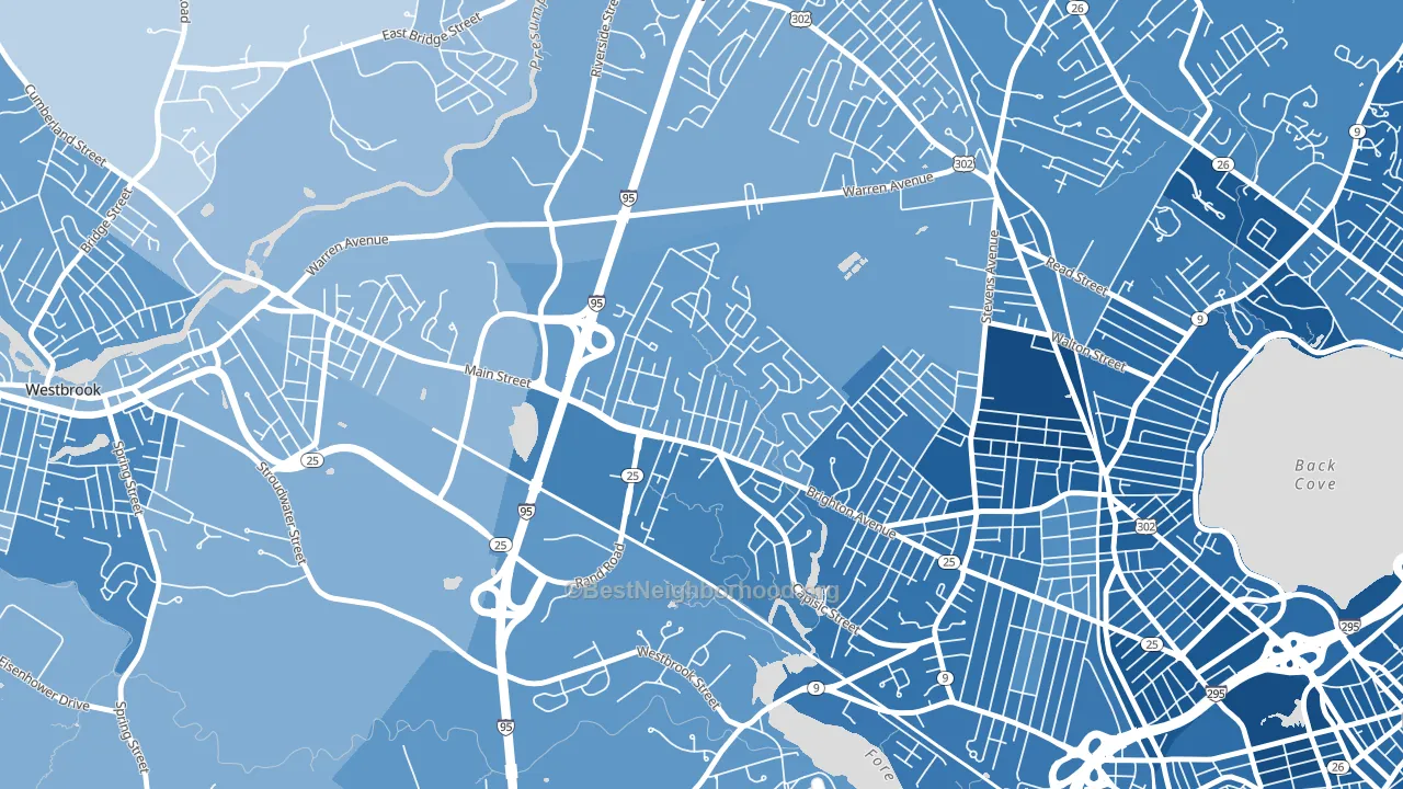 Nasons Corner, Portland, ME block-group political-lean map