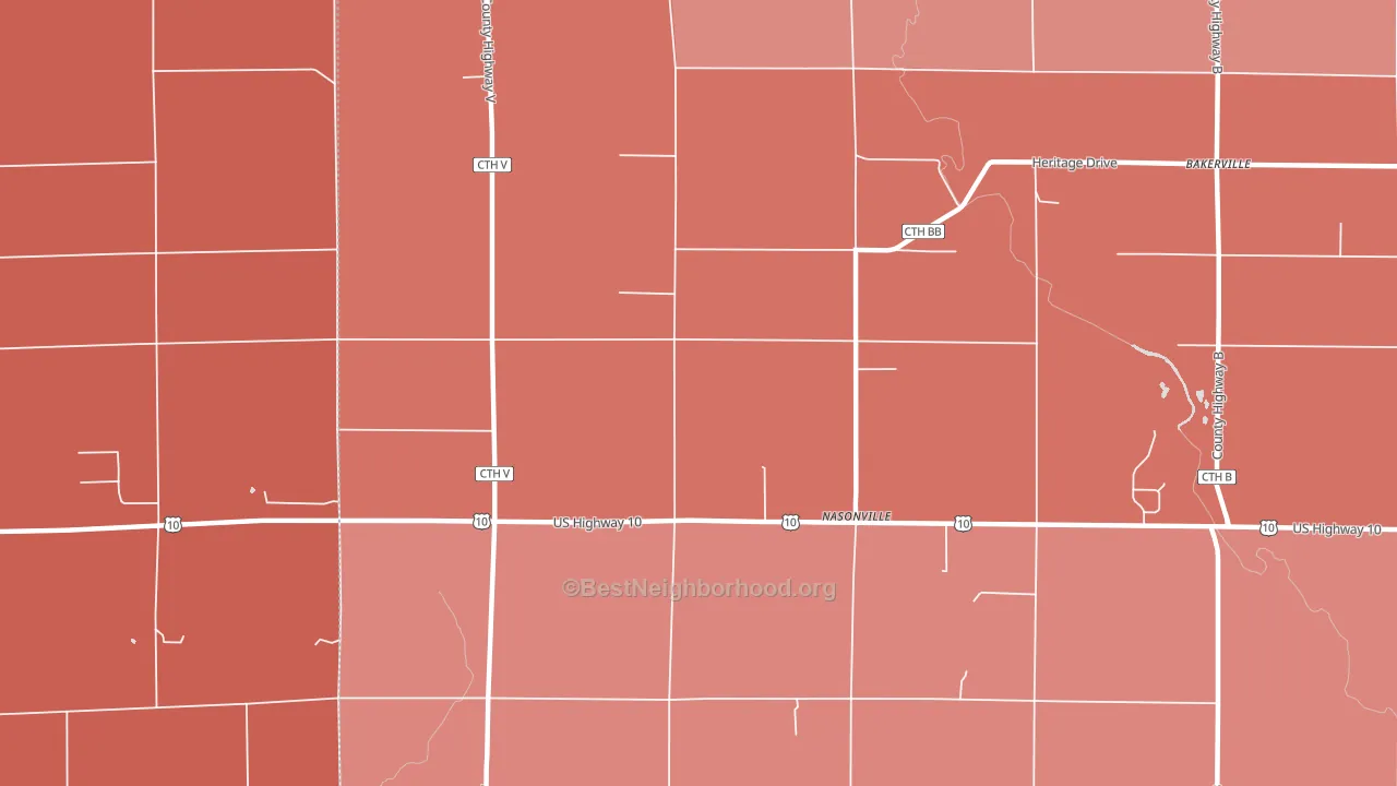Nasonville, WI block-group political-lean map