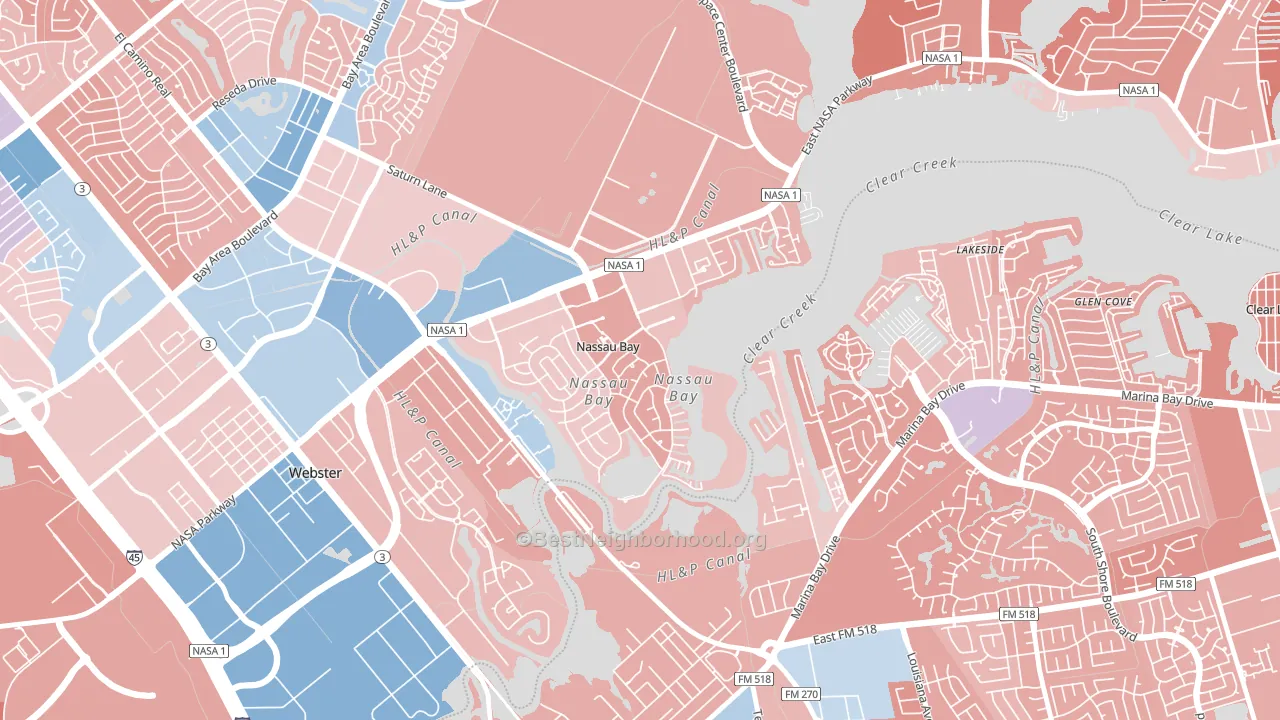 Nassau Bay, TX block-group political-lean map