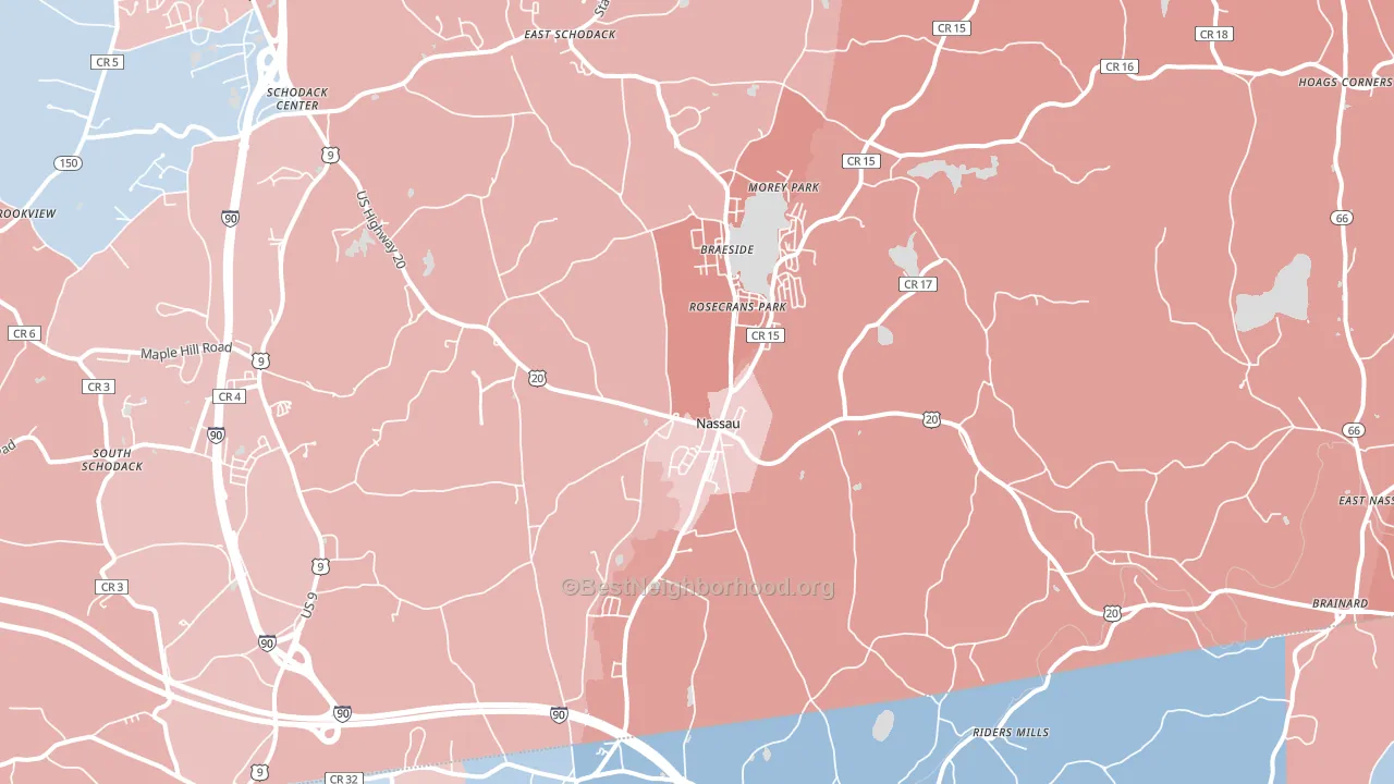 Nassau, NY block-group political-lean map