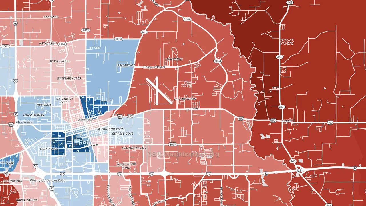 Natalbany, LA block-group political-lean map