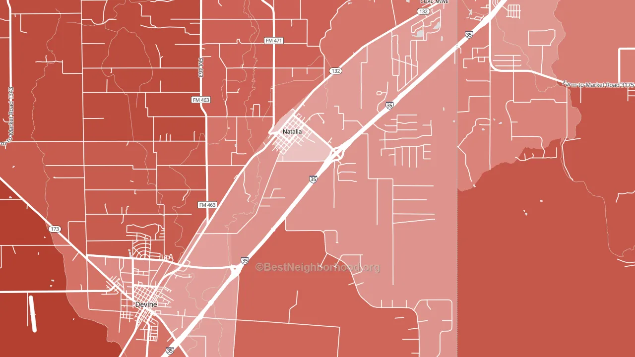 Natalia, TX block-group political-lean map