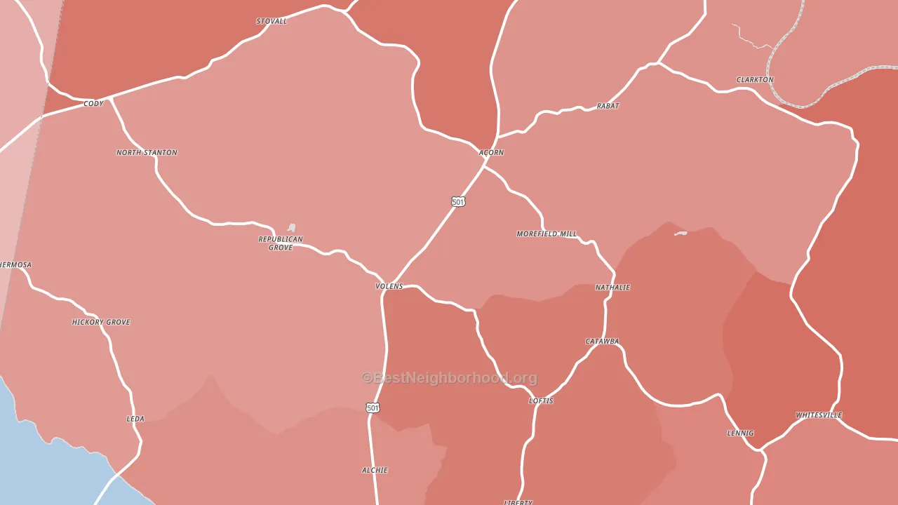 Nathalie, VA block-group political-lean map