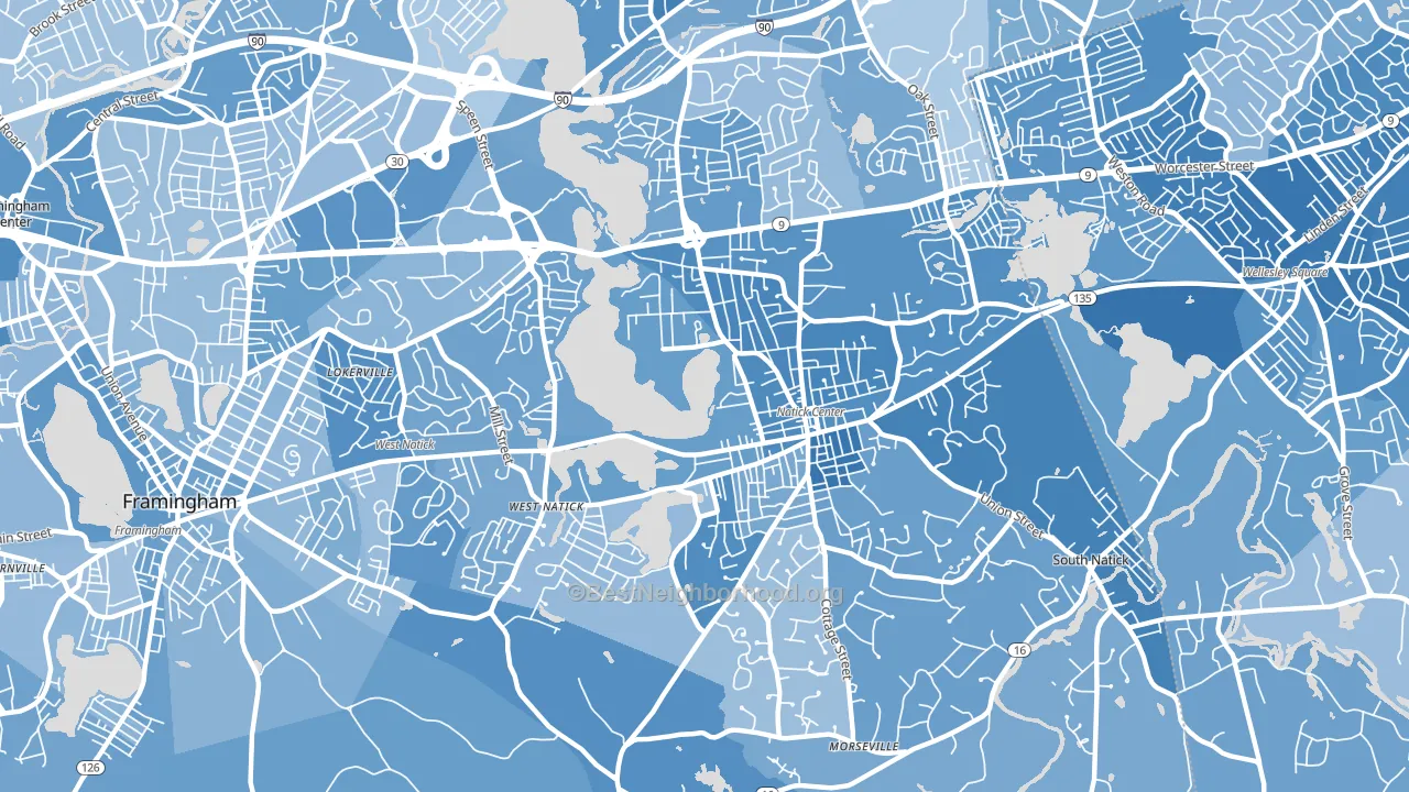 Natick, MA block-group political-lean map