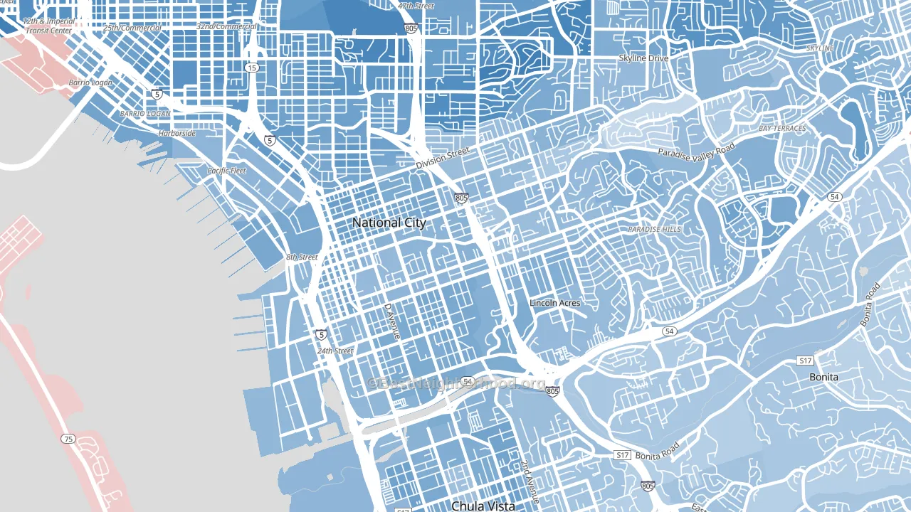 National City, CA block-group political-lean map