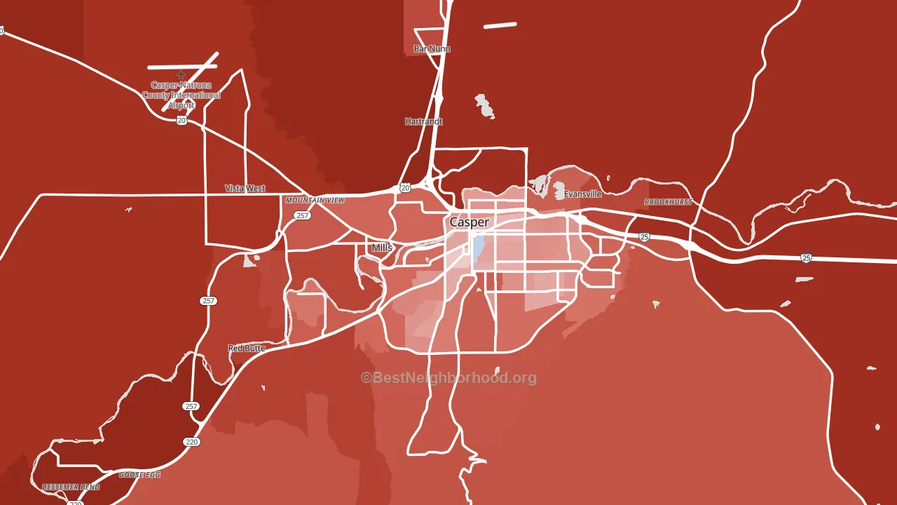 Natrona County, WY block-group political-lean map