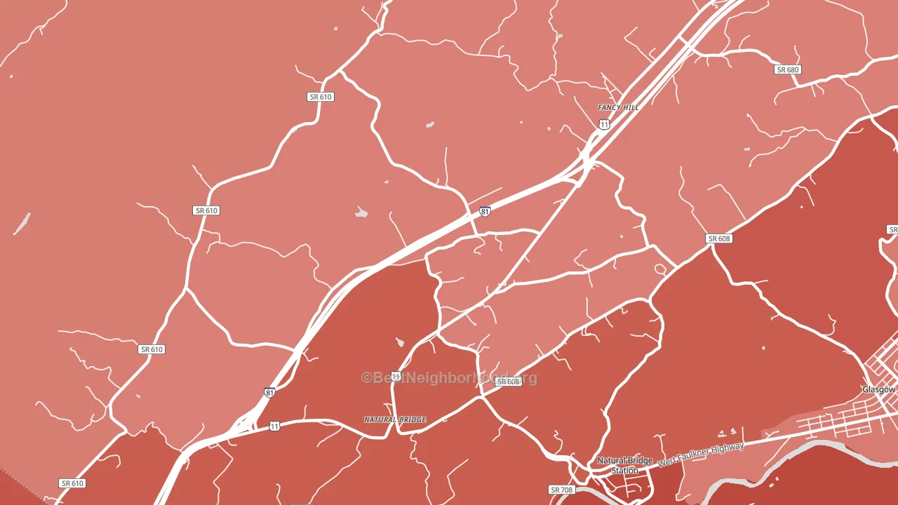Natural Bridge, VA block-group political-lean map