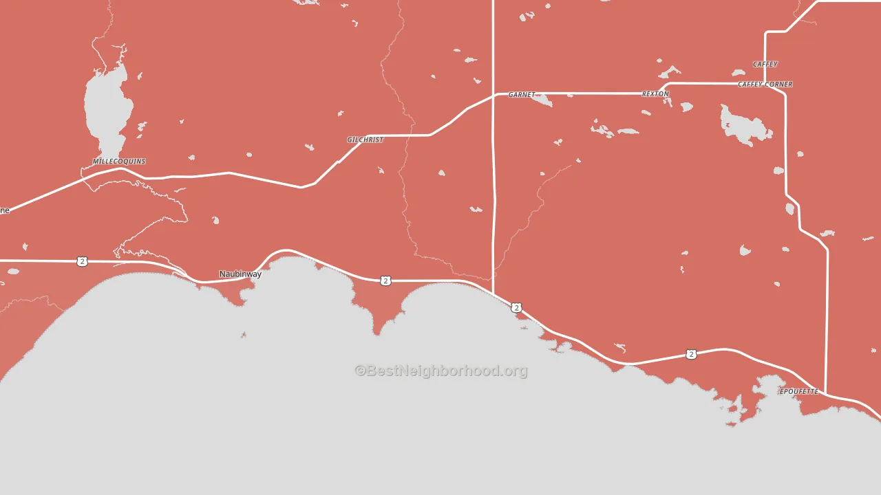 Naubinway, MI block-group political-lean map