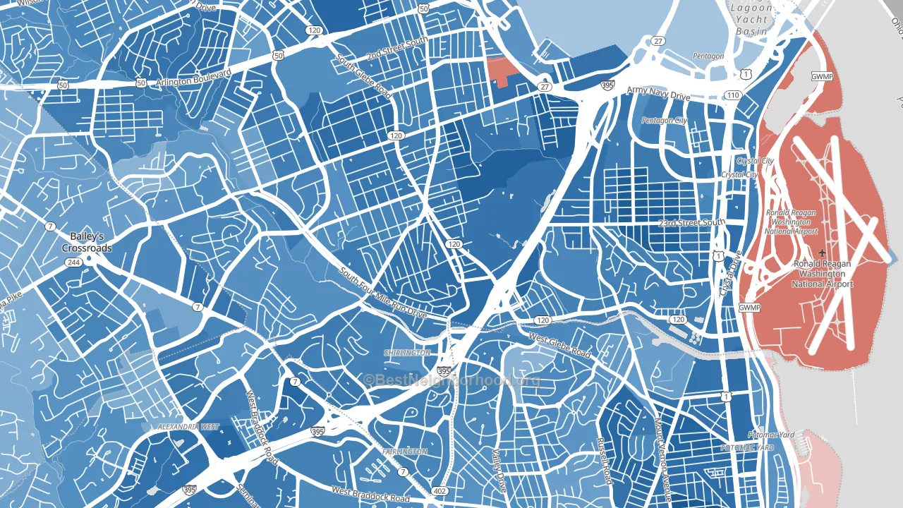 Nauck, Arlington, VA block-group political-lean map