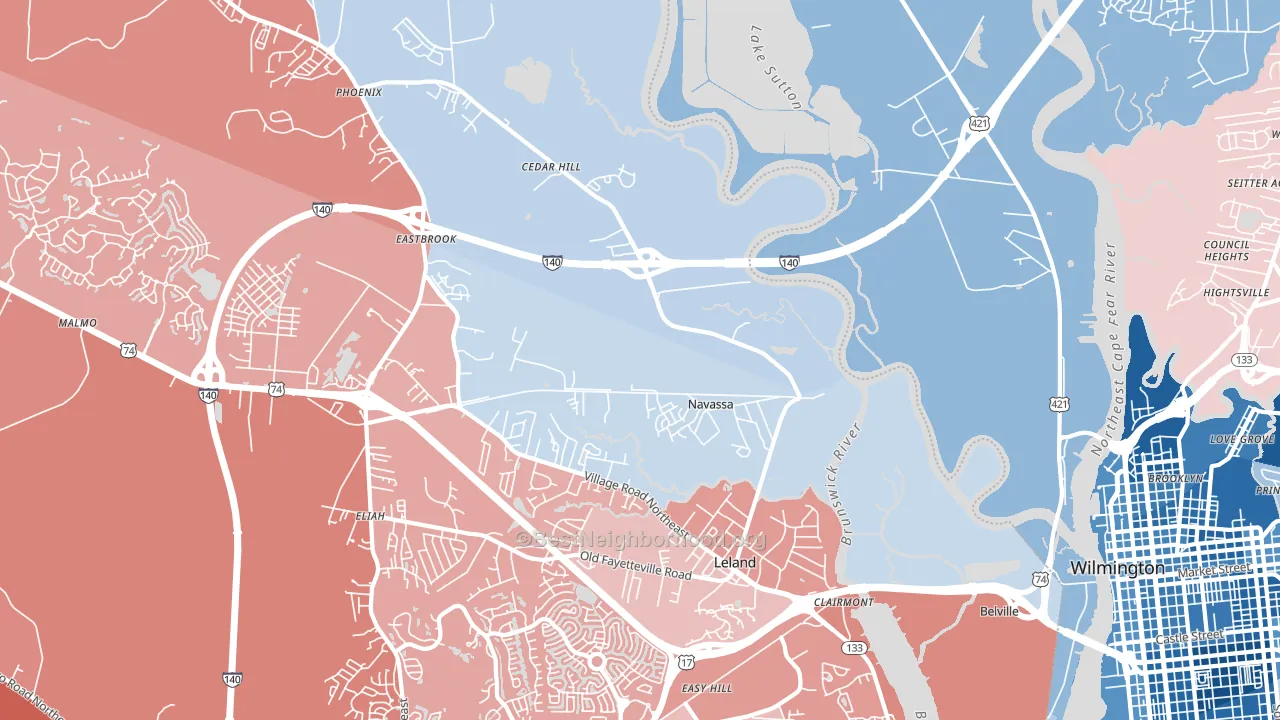 Navassa, NC block-group political-lean map