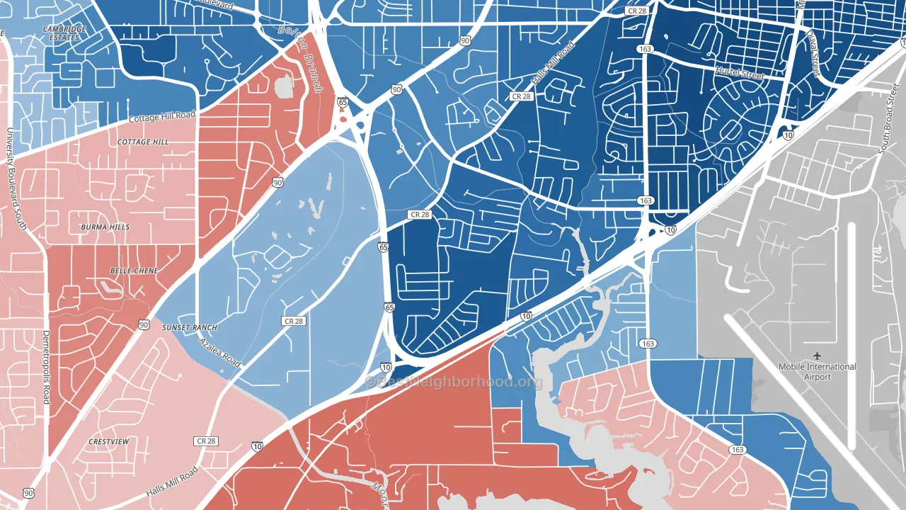 Navco, Mobile, AL block-group political-lean map