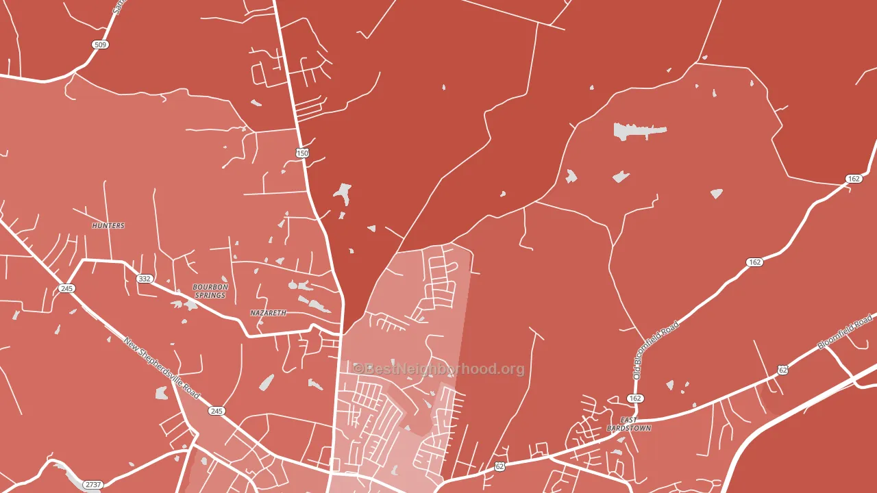 Nazareth, KY block-group political-lean map