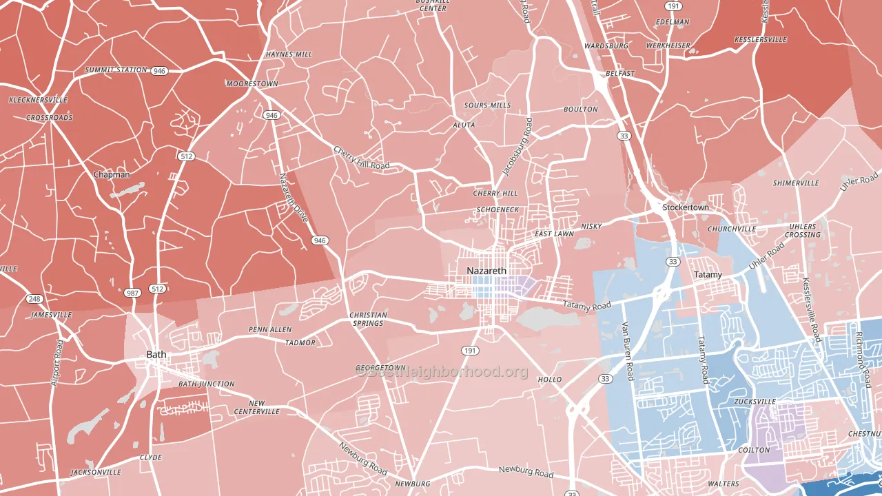 Nazareth, PA block-group political-lean map