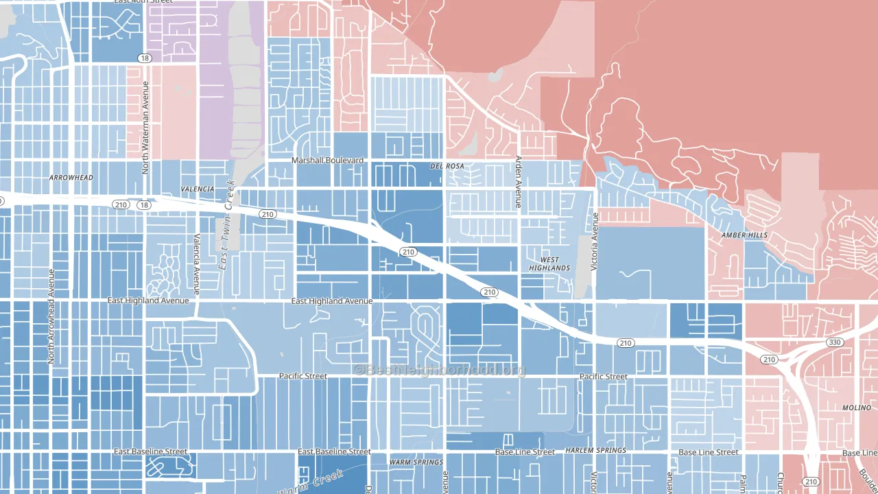 NE-Sterling, San Bernardino, CA block-group political-lean map