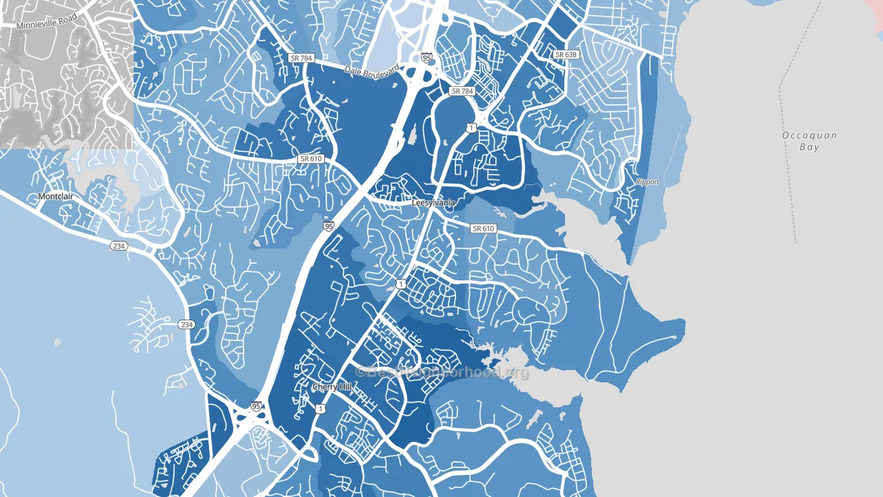 Neabsco, VA block-group political-lean map