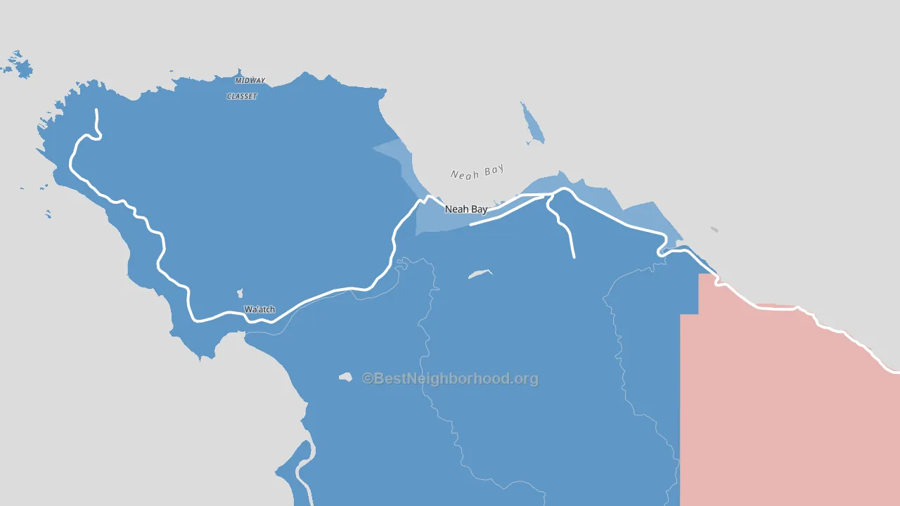Neah Bay, WA block-group political-lean map