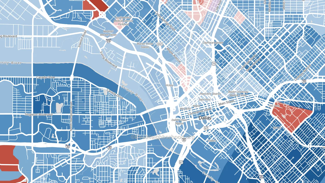 Near East, Dallas, TX block-group political-lean map