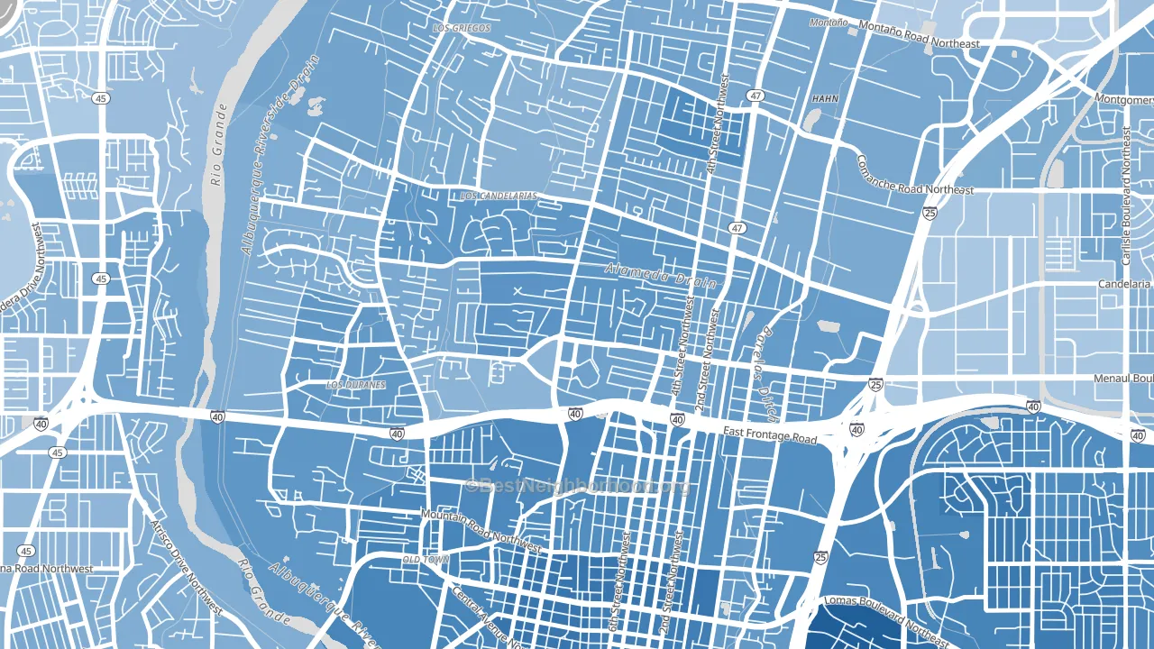 Near N Valley, Albuquerque, NM block-group political-lean map