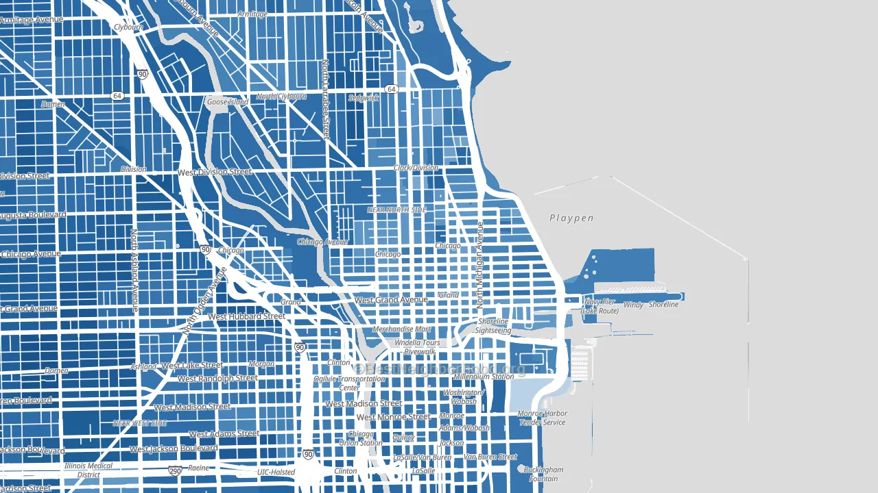 Near North Side, Chicago, IL block-group political-lean map