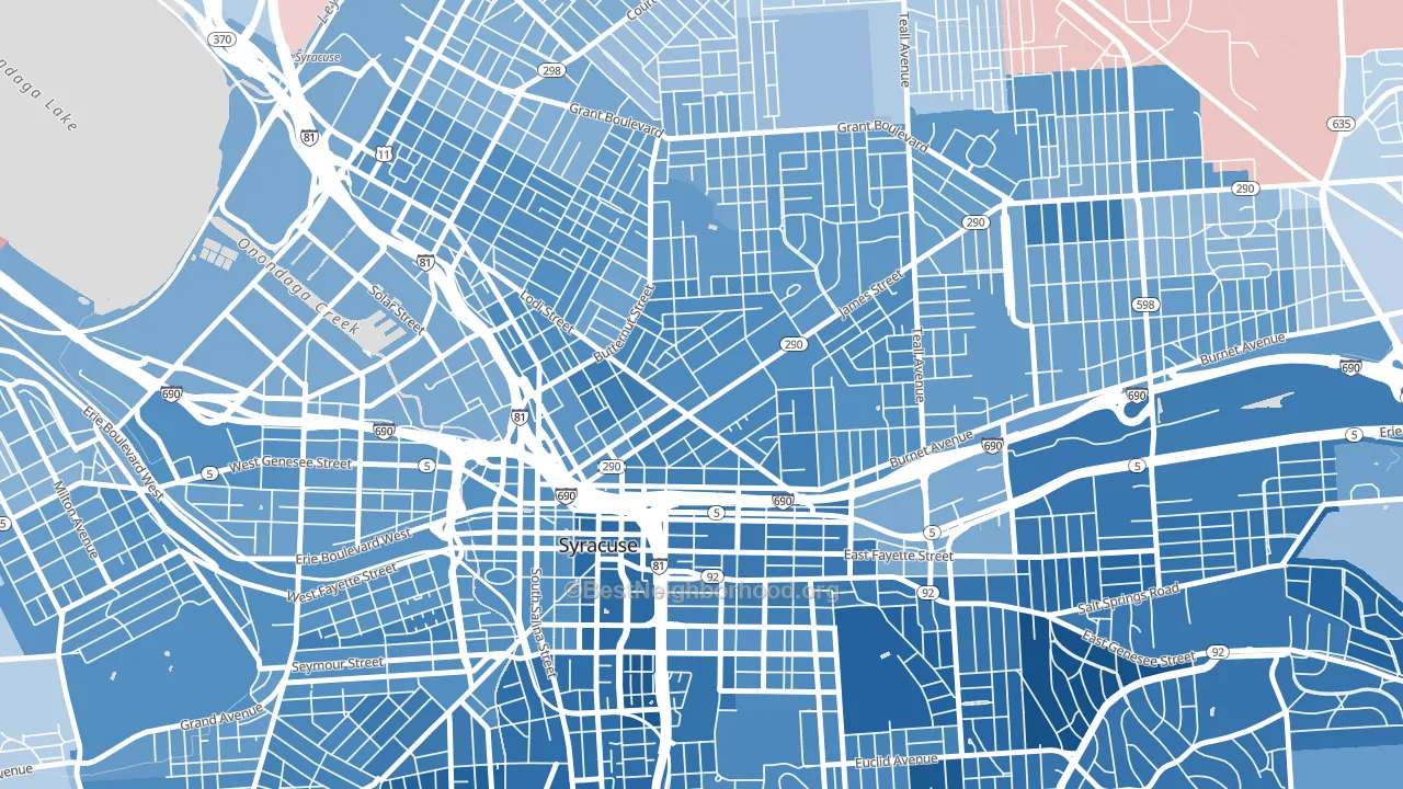 Near Northeast, Syracuse, NY block-group political-lean map