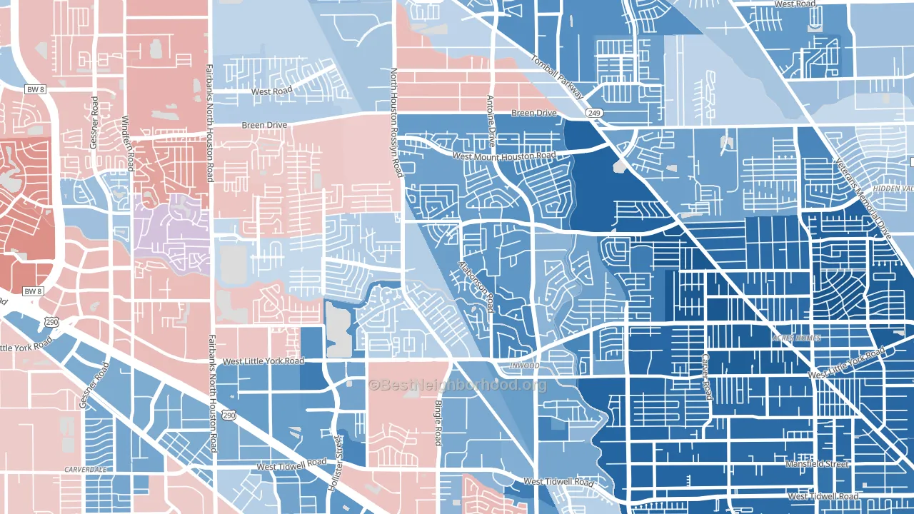 Near Northwest, Houston, TX block-group political-lean map