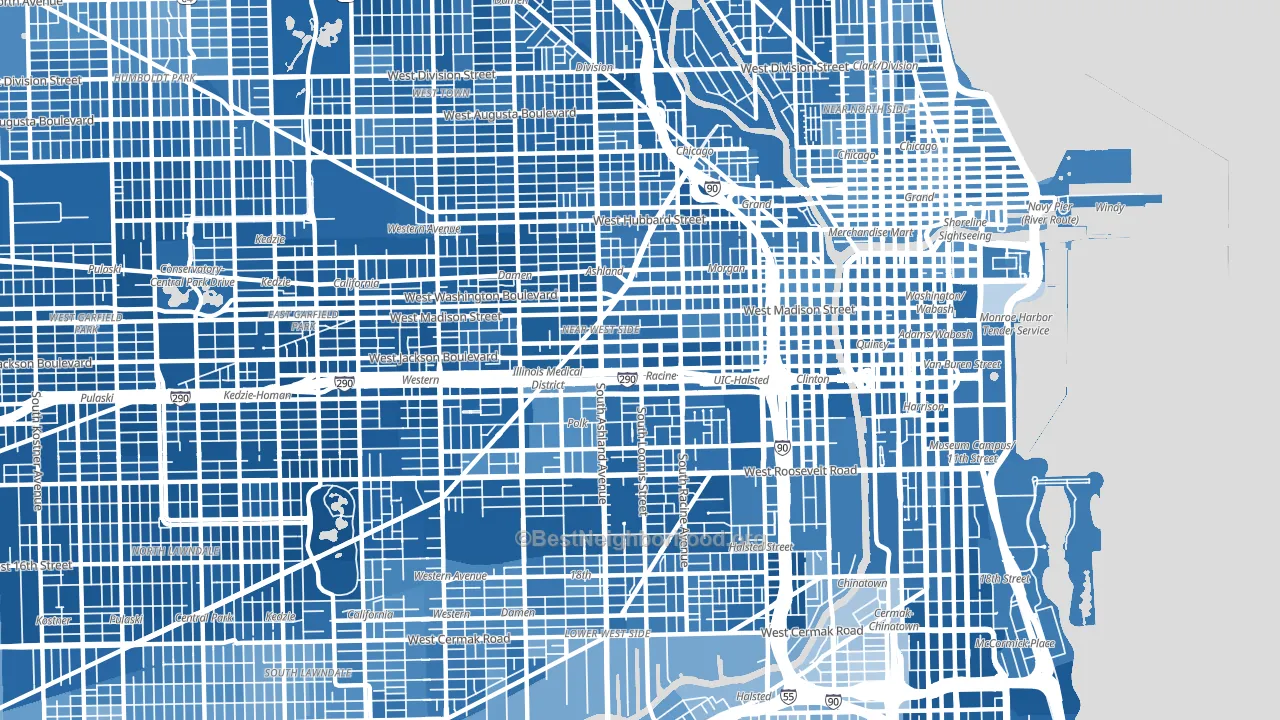 Near West Side, Chicago, IL block-group political-lean map