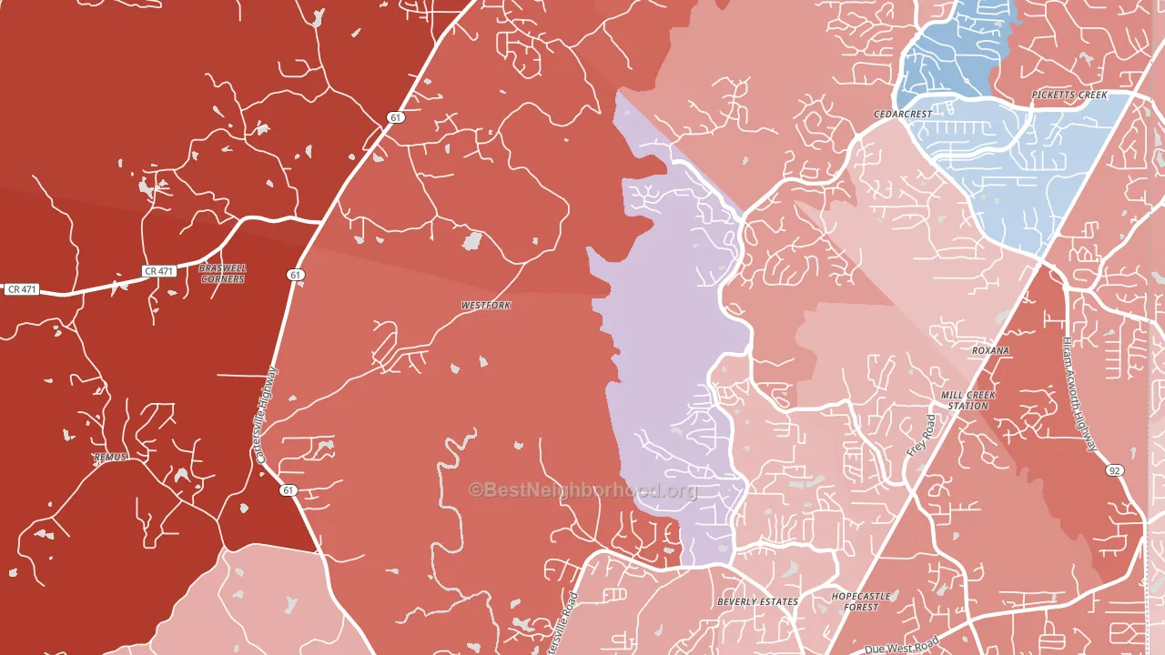Nebo, GA block-group political-lean map