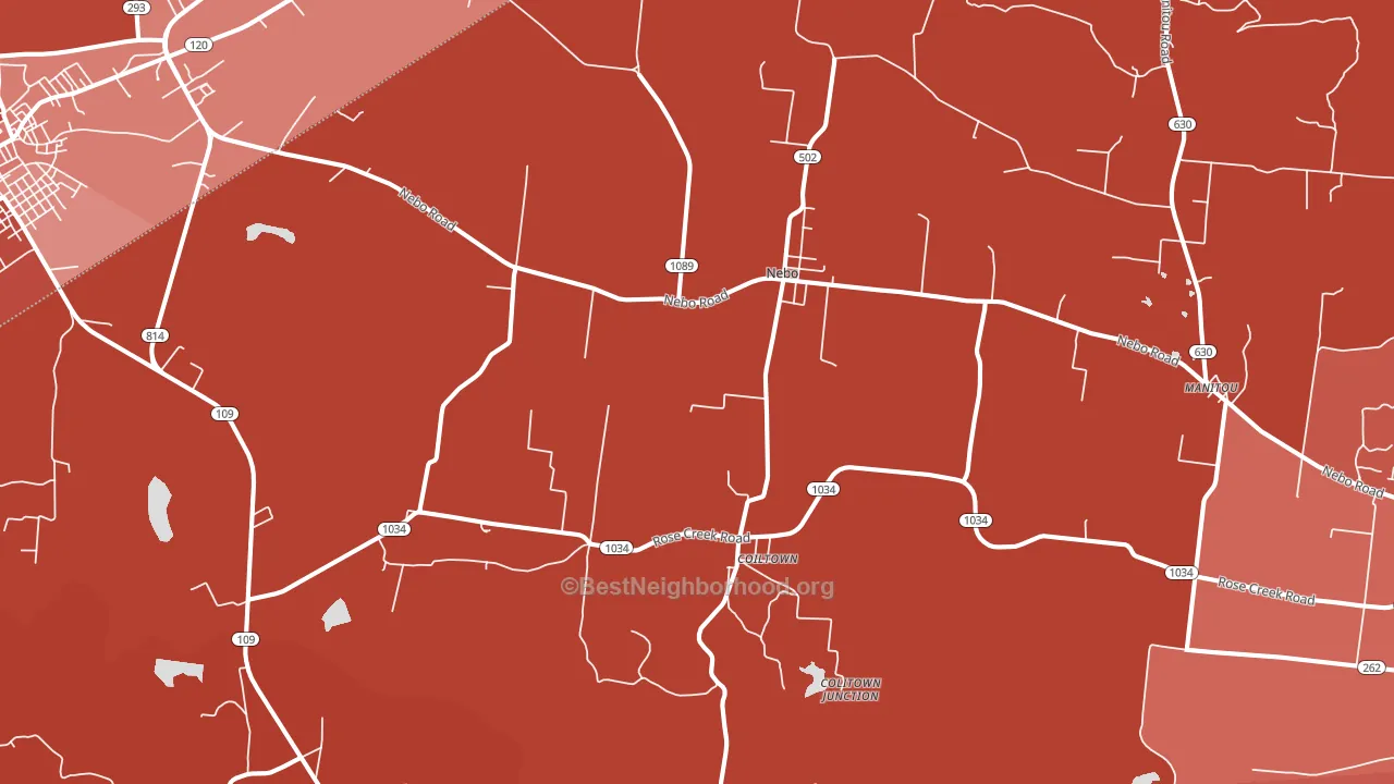 Nebo, KY block-group political-lean map