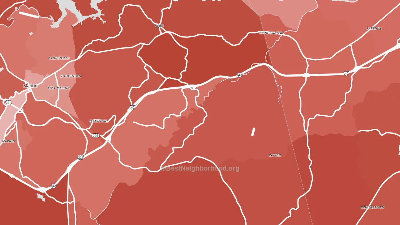 Nebo, NC block-group political-lean map