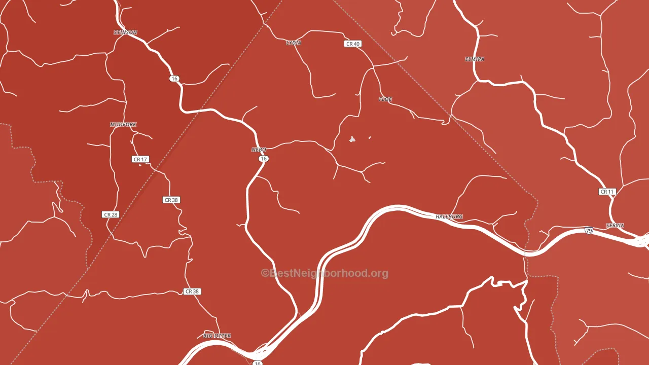 Nebo, WV block-group political-lean map