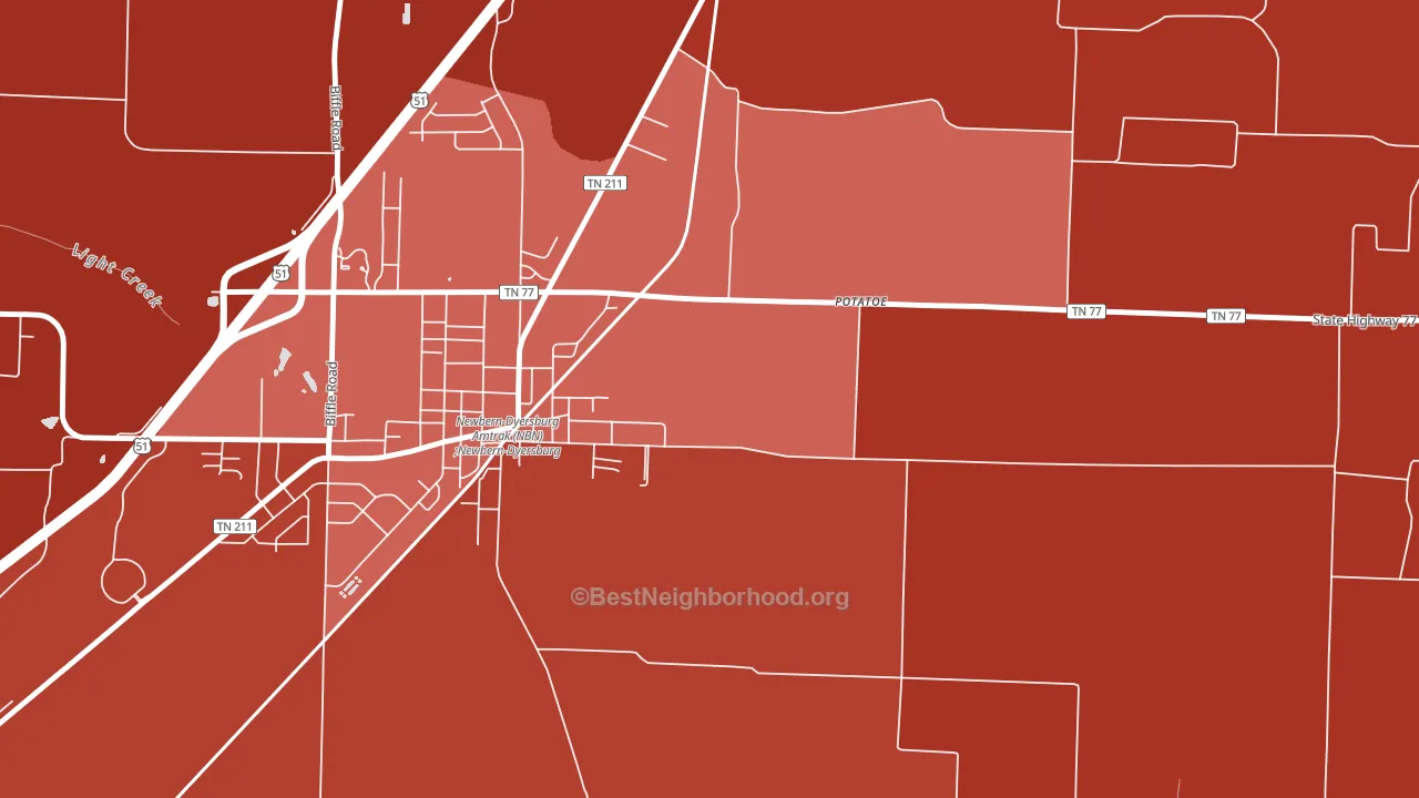 Neboville, TN block-group political-lean map