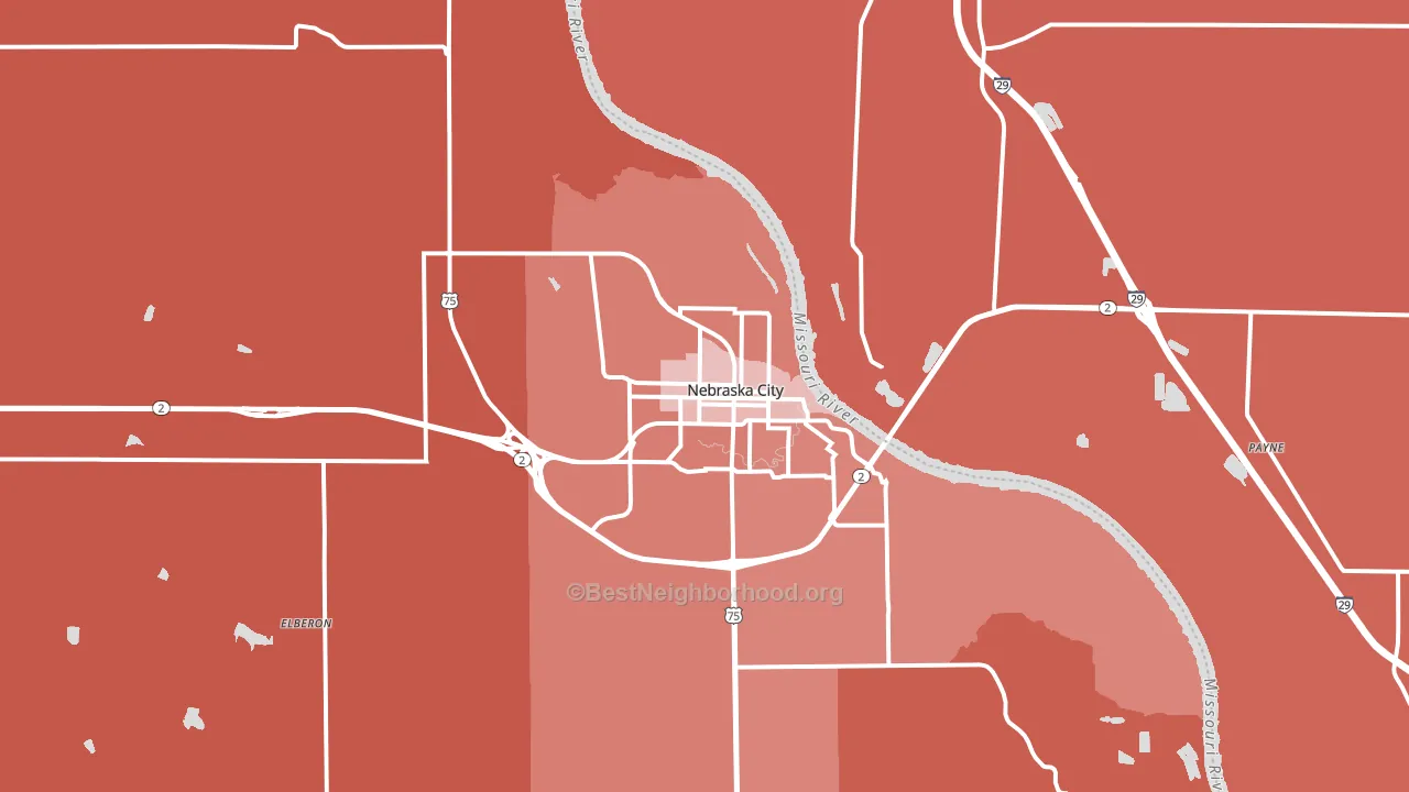 Nebraska City, NE block-group political-lean map