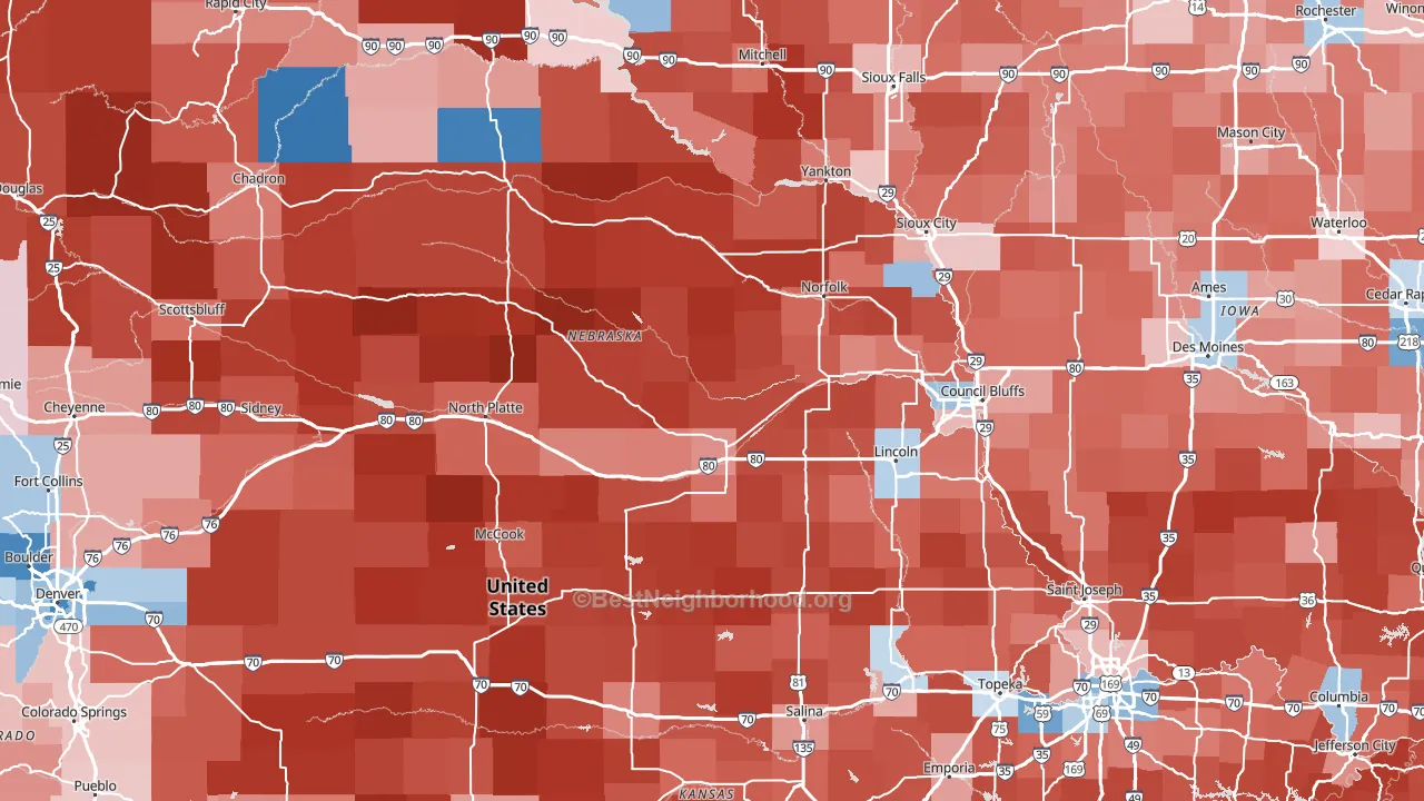 Nebraska block-group political-lean map